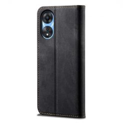 Lacné Kryty | Peňaženkové puzdro Denim Texture čierne – Oppo A78 5G | Lacné Kryty