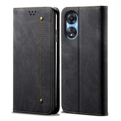 Lacné Kryty | Peňaženkové puzdro Denim Texture čierne – Oppo A78 5G | Lacné Kryty
