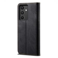 Lacné Kryty | Peňaženkové puzdro Denim Texture čierne – Samsung Galaxy A34 5G | Lacné Kryty