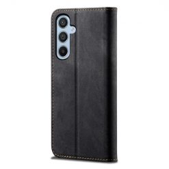 Lacné Kryty | Peňaženkové puzdro Denim Texture čierne – Samsung Galaxy A54 5G | Lacné Kryty
