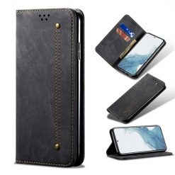 Lacné Kryty | Peňaženkové puzdro Denim Texture čierne – Samsung Galaxy A54 5G | Lacné Kryty