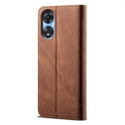 Lacné Kryty | Peňaženkové puzdro Denim Texture hnedé – Oppo A78 5G | Lacné Kryty