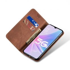 Lacné Kryty | Peňaženkové puzdro Denim Texture hnedé – Oppo A78 5G | Lacné Kryty