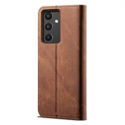 Lacné Kryty | Peňaženkové puzdro Denim Texture hnedé – Samsung Galaxy A34 5G | Lacné Kryty