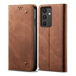 Lacné Kryty | Peňaženkové puzdro Denim Texture hnedé – Samsung Galaxy A34 5G | Lacné Kryty