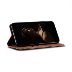 Lacné Kryty | Peňaženkové puzdro Denim Texture hnedé – Samsung Galaxy A34 5G | Lacné Kryty