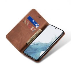 Lacné Kryty | Peňaženkové puzdro Denim Texture hnedé – Samsung Galaxy A54 5G | Lacné Kryty