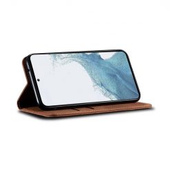Lacné Kryty | Peňaženkové puzdro Denim Texture hnedé – Samsung Galaxy A54 5G | Lacné Kryty