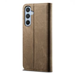 Peňaženkové puzdro Denim Texture svetlohnedé – Samsung Galaxy A54 5G | Lacné Kryty Lacné Kryty | Peňaženkové puzdro Denim Texture svetlohnedé – Samsung Galaxy A54 5G | Lacné Kryty