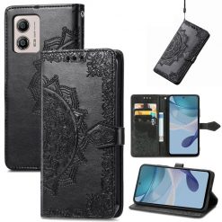 Peňaženkové puzdro Embossing Pattern Mandala Flower čierne – Motorola Moto G13 / G23 / G53 5G | Lacné Kryty Lacné Kryty | Peňaženkové puzdro Embossing Pattern Mandala Flower čierne – Motorola Moto G13 / G23 / G53 5G | Lacné Kryty