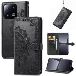 Lacné Kryty | Peňaženkové puzdro Embossing Pattern Mandala Flower čierne – Xiaomi 13 | Lacné Kryty