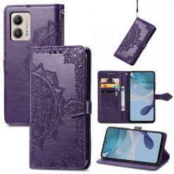 Peňaženkové puzdro Embossing Pattern Mandala Flower fialové – Motorola Moto G13 / G23 / G53 5G | Lacné Kryty Lacné Kryty | Peňaženkové puzdro Embossing Pattern Mandala Flower fialové – Motorola Moto G13 / G23 / G53 5G | Lacné Kryty