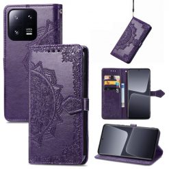 Lacné Kryty | Peňaženkové puzdro Embossing Pattern Mandala Flower fialové – Xiaomi 13 Pro | Lacné Kryty