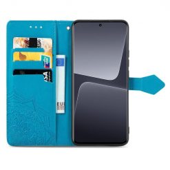 Lacné Kryty | Peňaženkové puzdro Embossing Pattern Mandala Flower modré – Xiaomi 13 Pro | Lacné Kryty