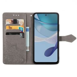 Peňaženkové puzdro Embossing Pattern Mandala Flower sivé – Motorola Moto G13 / G23 / G53 5G | Lacné Kryty Lacné Kryty | Peňaženkové puzdro Embossing Pattern Mandala Flower sivé – Motorola Moto G13 / G23 / G53 5G | Lacné Kryty