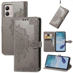 Peňaženkové puzdro Embossing Pattern Mandala Flower sivé – Motorola Moto G13 / G23 / G53 5G | Lacné Kryty Lacné Kryty | Peňaženkové puzdro Embossing Pattern Mandala Flower sivé – Motorola Moto G13 / G23 / G53 5G | Lacné Kryty