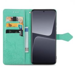Peňaženkové puzdro Embossing Pattern Mandala Flower zelené – Xiaomi 13 Pro | Lacné Kryty Lacné Kryty | Peňaženkové puzdro Embossing Pattern Mandala Flower zelené – Xiaomi 13 Pro | Lacné Kryty