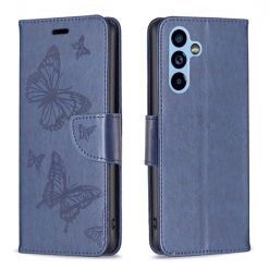 Peňaženkové puzdro Embossing Pattern Motýľ modré – Samsung Galaxy A54 5G | Lacné Kryty Lacné Kryty | Peňaženkové puzdro Embossing Pattern Motýľ modré – Samsung Galaxy A54 5G | Lacné Kryty