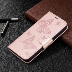 Peňaženkové puzdro Embossing Pattern Motýľ ružové – Samsung Galaxy A54 5G | Lacné Kryty Lacné Kryty | Peňaženkové puzdro Embossing Pattern Motýľ ružové – Samsung Galaxy A54 5G | Lacné Kryty