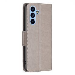 Lacné Kryty | Peňaženkové puzdro Embossing Pattern Motýľ sivé – Samsung Galaxy A54 5G | Lacné Kryty