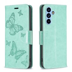 Peňaženkové puzdro Embossing Pattern Motýľ zelené – Samsung Galaxy A54 5G | Lacné Kryty Lacné Kryty | Peňaženkové puzdro Embossing Pattern Motýľ zelené – Samsung Galaxy A54 5G | Lacné Kryty