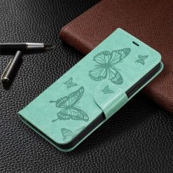 Peňaženkové puzdro Embossing Pattern Motýľ zelené – Samsung Galaxy A54 5G | Lacné Kryty Lacné Kryty | Peňaženkové puzdro Embossing Pattern Motýľ zelené – Samsung Galaxy A54 5G | Lacné Kryty