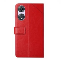 Lacné Kryty | Peňaženkové puzdro Geometric Pattern case červené – Oppo A78 5G | Lacné Kryty