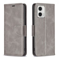Lacné Kryty | Peňaženkové puzdro Retro Lambskin sivé – Motorola Moto G73 5G | Lacné Kryty