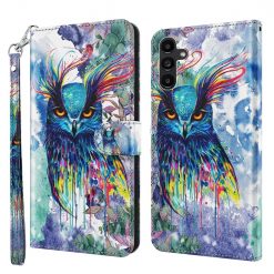 Lacné Kryty | Knižkové puzdro Trendy Cross case Farebná sova – Samsung Galaxy A14 4G/5G | Lacné Kryty