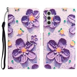 Lacné Kryty | Knižkové puzdro Trendy Cross case Fialové kvety – Samsung Galaxy A54 5G | Lacné Kryty
