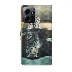 Lacné Kryty | Knižkové puzdro Trendy Cross case Mačka a tiger – Xiaomi Redmi Note 12 (4G) | Lacné Kryty