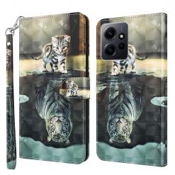 Lacné Kryty | Knižkové puzdro Trendy Cross case Mačka a tiger – Xiaomi Redmi Note 12 (4G) | Lacné Kryty