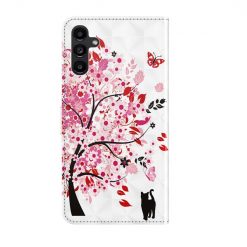 Lacné Kryty | Knižkové puzdro Trendy Cross case Mačka pod stromom – Samsung Galaxy A14 4G/5G | Lacné Kryty