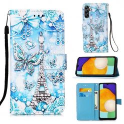 Lacné Kryty | Knižkové puzdro Trendy Cross case Motýľ a Paríž – Samsung Galaxy A54 5G | Lacné Kryty