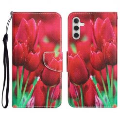Lacné Kryty | Knižkové puzdro Trendy Cross case Tulipány – Samsung Galaxy A54 5G | Lacné Kryty