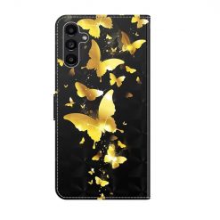 Lacné Kryty | Knižkové puzdro Trendy Cross case Zlaté motýle – Samsung Galaxy A14 4G/5G | Lacné Kryty