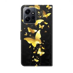 Lacné Kryty | Knižkové puzdro Trendy Cross case Zlaté motýle – Xiaomi Redmi Note 12 (4G) | Lacné Kryty