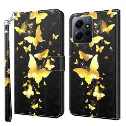 Lacné Kryty | Knižkové puzdro Trendy Cross case Zlaté motýle – Xiaomi Redmi Note 12 (4G) | Lacné Kryty