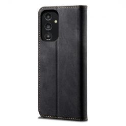 Peňaženkové puzdro Denim Texture čierne – Samsung Galaxy A14 4G/5G | Lacné Kryty Lacné Kryty | Peňaženkové puzdro Denim Texture čierne – Samsung Galaxy A14 4G/5G | Lacné Kryty