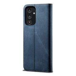 Lacné Kryty | Peňaženkové puzdro Denim Texture modré – Samsung Galaxy A14 4G/5G | Lacné Kryty