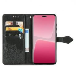 Lacné Kryty | Peňaženkové puzdro Embossing Pattern Mandala Flower čierne – Xiaomi 13 Lite | Lacné Kryty