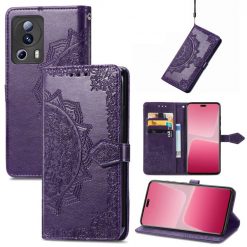 Lacné Kryty | Peňaženkové puzdro Embossing Pattern Mandala Flower fialové – Xiaomi 13 Lite | Lacné Kryty