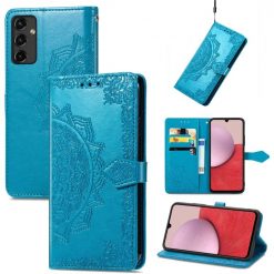 Peňaženkové puzdro Embossing Pattern Mandala Flower modré – Samsung Galaxy A14 4G/5G | Lacné Kryty Lacné Kryty | Peňaženkové puzdro Embossing Pattern Mandala Flower modré – Samsung Galaxy A14 4G/5G | Lacné Kryty