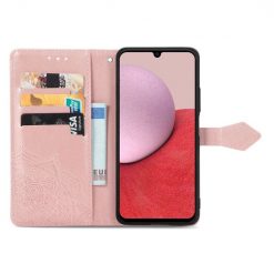 Peňaženkové puzdro Embossing Pattern Mandala Flower ružové – Samsung Galaxy A14 4G/5G | Lacné Kryty Lacné Kryty | Peňaženkové puzdro Embossing Pattern Mandala Flower ružové – Samsung Galaxy A14 4G/5G | Lacné Kryty