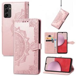 Peňaženkové puzdro Embossing Pattern Mandala Flower ružové – Samsung Galaxy A14 4G/5G | Lacné Kryty Lacné Kryty | Peňaženkové puzdro Embossing Pattern Mandala Flower ružové – Samsung Galaxy A14 4G/5G | Lacné Kryty