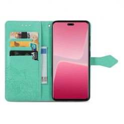 Lacné Kryty | Peňaženkové puzdro Embossing Pattern Mandala Flower zelené – Xiaomi 13 Lite | Lacné Kryty