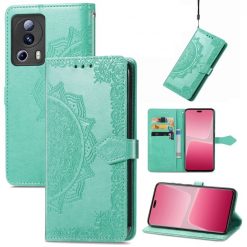 Lacné Kryty | Peňaženkové puzdro Embossing Pattern Mandala Flower zelené – Xiaomi 13 Lite | Lacné Kryty