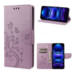 Peňaženkové puzdro Embossing Pattern Motýľ a kvet fialové – Xiaomi Redmi Note 12 5G | Lacné Kryty Lacné Kryty | Peňaženkové puzdro Embossing Pattern Motýľ a kvet fialové – Xiaomi Redmi Note 12 5G | Lacné Kryty