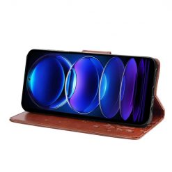 Lacné Kryty | Peňaženkové puzdro Embossing Pattern Motýľ a kvet hnedé – Xiaomi Redmi Note 12 Pro | Lacné Kryty