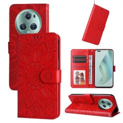 Lacné Kryty | Peňaženkové puzdro Embossing Pattern Slnečnica červené – Honor Magic 5 Pro 5G | Lacné Kryty